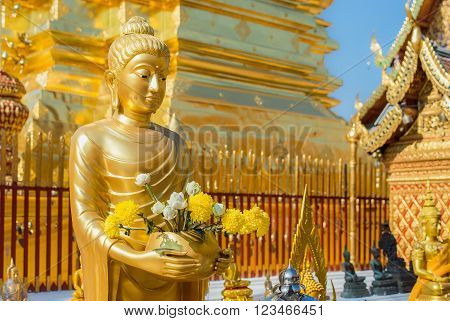 Wat Phra That Doi Suthep in Chiang Mai. This Buddhist temple founded in 1383 is the most famous in Chiang Mai.