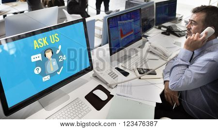 Ask us Buy Online Consult Contact us Customer Support Concept