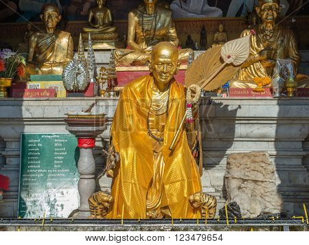 Detail from Wat Phra That Doi Suthep in Chiang Mai. This Buddhist temple founded in 1383 is the most famous in Chiang Mai.