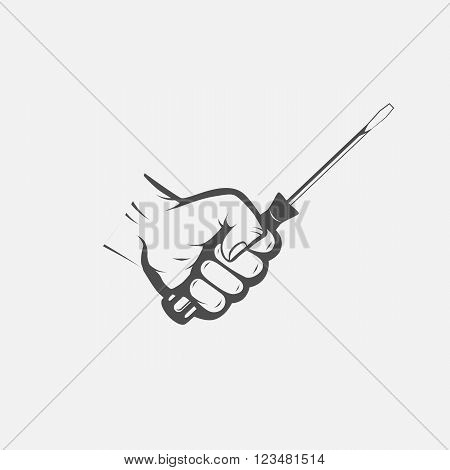 screwdriver in hand repair in vintage style