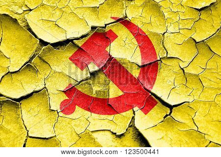 Grunge cracked Communist sign with red and yellow vivid colors