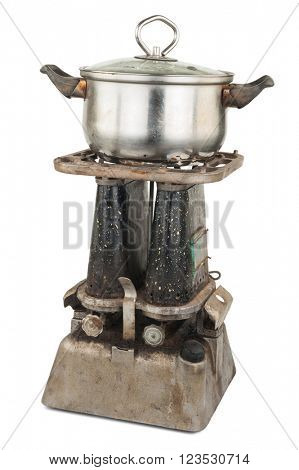 Old kerosene primus with a pan