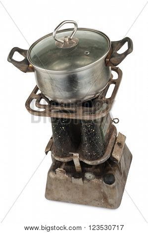 Old kerosene primus with a pan