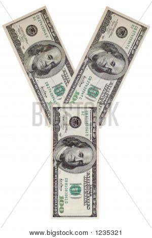 Letter Y Made Of Hundred Dollars