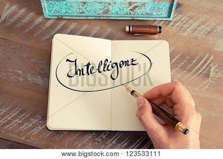 Handwritten Text In German "intelligenz"  - Translation : Intelligence