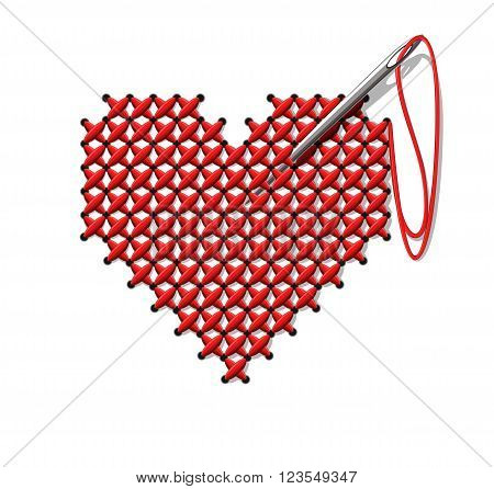 Hand-made heart. Vector illustration isolated on white background.