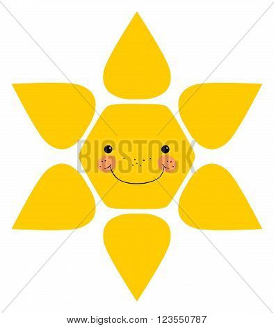 Smiling sun silhouette. Isolated on white background