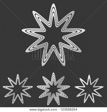 Silver line star logo icon design set