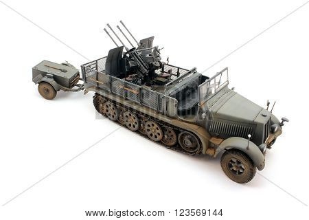 A scale model of a German half-track traction