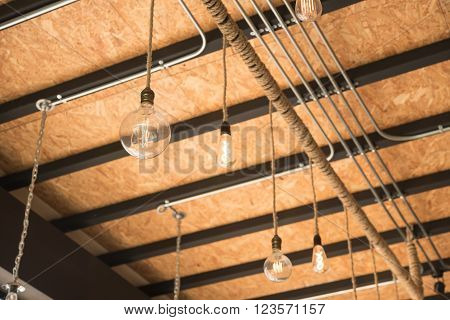 retro luxury light lamp decor in coffee shop