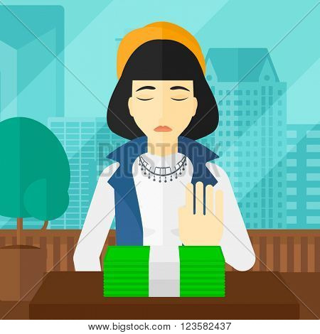 Woman refusing bribe.