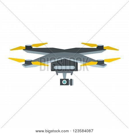 Drone vector icon in flat style white background