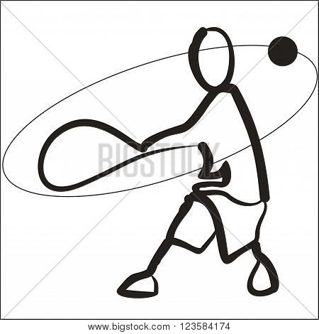 vector image of tennis player with racket and ball