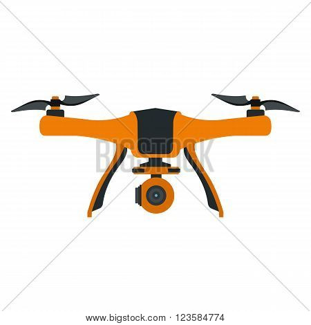 Drone vector icon in flat style white background