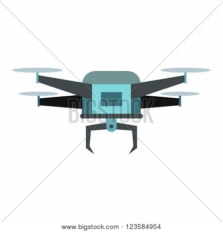 Drone vector icon in flat style white background
