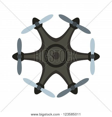 Drone vector icon in flat style white background