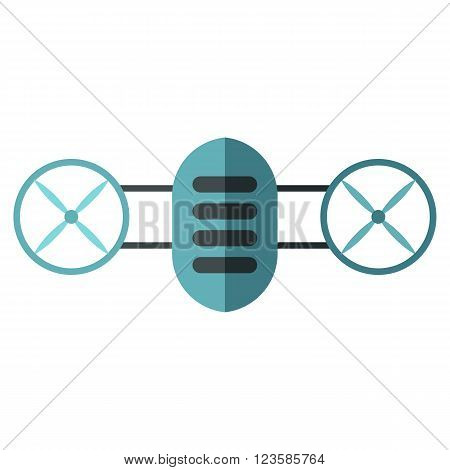 Drone vector icon in flat style white background