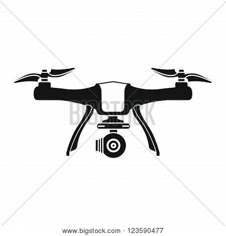 Drone vector icon in black flat style white background