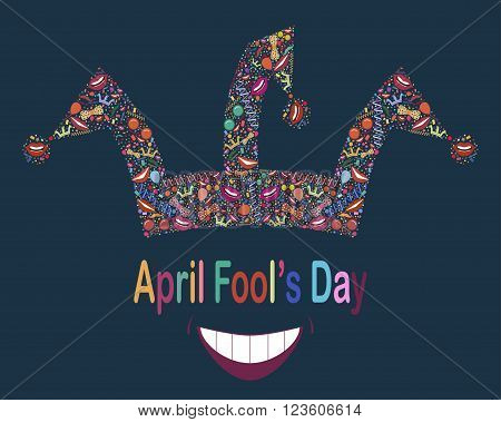 April Fool's Day.Vector background.Vector illustration with jester hat