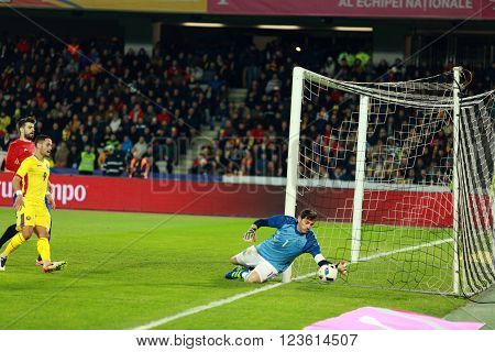 Iker Casillas, The Goalkeeper Of Spain During A Match