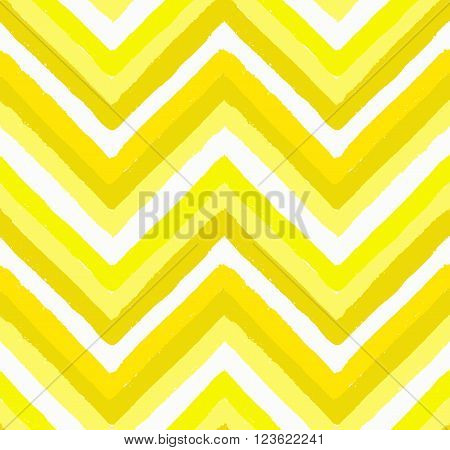 Vector Chevron Seamless Pattern. Painted background, zigzag brush strokes composition. White and yellow vector chevron pattern. Painted texture vector.