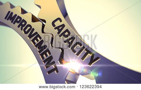 Capacity Improvement on the Mechanism of Golden Gears. Capacity Improvement Golden Gears. Golden Cog Gears with Capacity Improvement Concept. 3D Render.