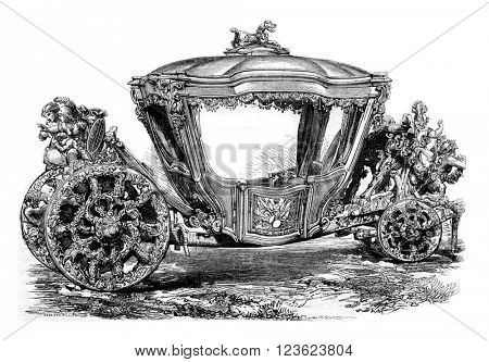 Gala car of King John IV of Portugal. Drawing Feart, after a photograph of J. Lawrence.