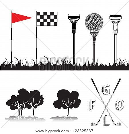 Set Of Golf Equipment Icons