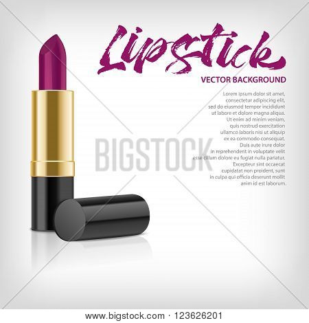 Background with red lipstic. Vector EPS10 illustration.