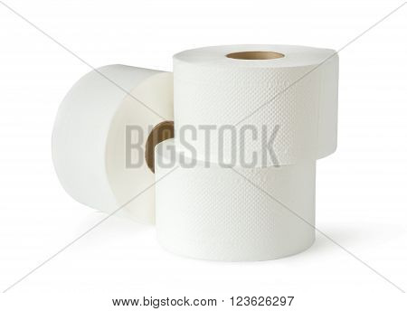 Three White Toilet Paper Rolls