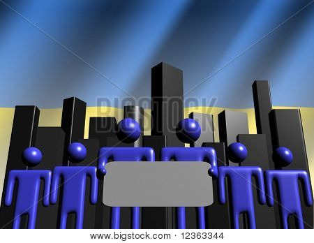 Ukrainische Unternehmen Team mit abstrakten Skyline illustration