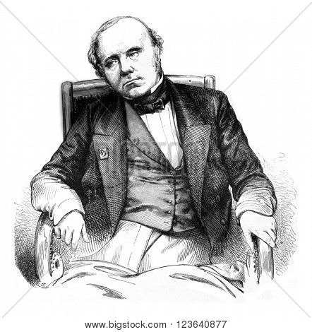 Augustin Thierry, vintage engraved illustration. Magasin Pittoresque 1857.
