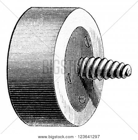 Pigtail mandrel, vintage engraved illustration. Magasin Pittoresque 1853.