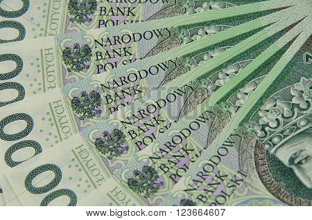 100 Pln Notes Spread Like A Fan