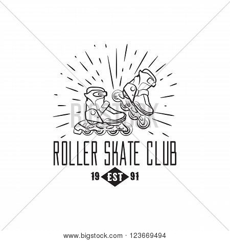 Roller skates label, badge and design element isolated on white background. Vector