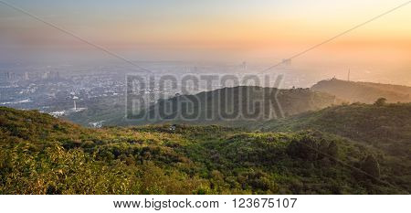 View of Islamabad capital of Pakistan and Margalla hills.