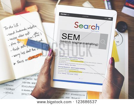 SEM Search Engine Marketing Business Strategy Concept