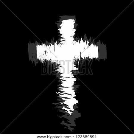 Cross painted brushes, christian symbol, abstract illustration