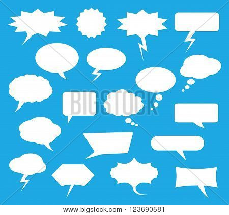 White chat & speech bubbles for online communication, vector set EPS 10.