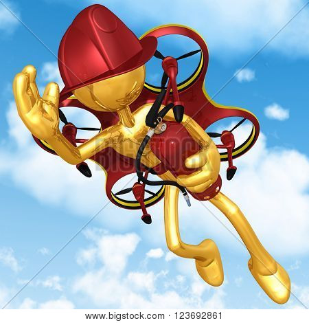 Aerial Fire Fighter Drone 3D Illustration Concept 