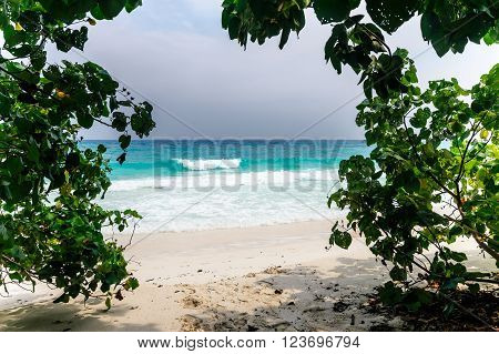 beach with white sand of Tachai island Thailand.