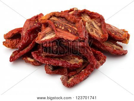 Dried tomatoes isolated on white background cutout