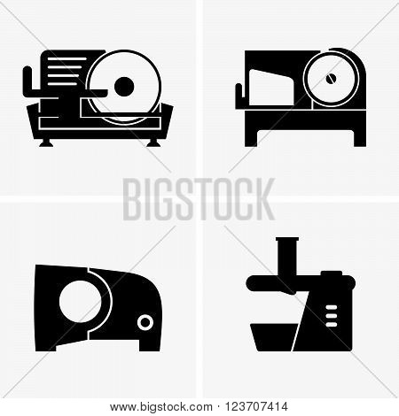 Set of four semi automatic meat slicers, shade pictures