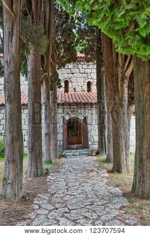 Paved road to Abaata church Gagra Abkhazia Georgia