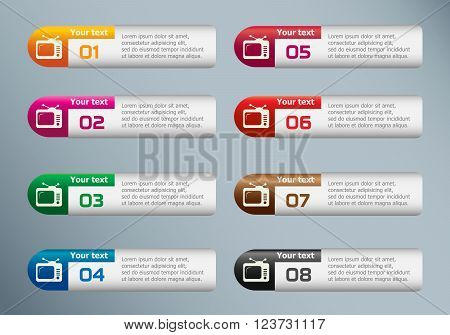 Retro Televisor And Marketing Icons On Infographic Design Template.
