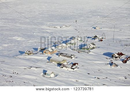 Abandoned polar station in Arctic
