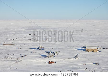 Abandoned polar station in Arctic
