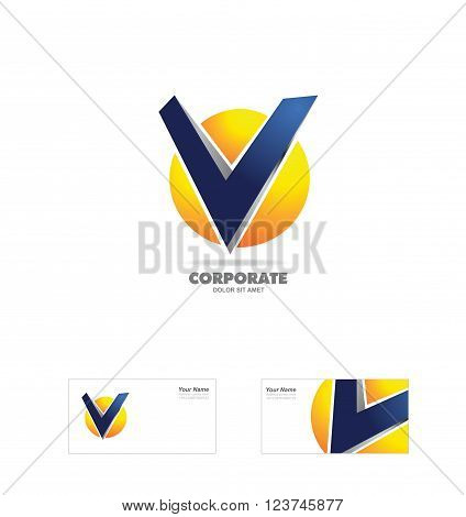 Vector company logo icon element template alphabet letter v sphere 3d