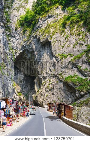 Bicaz Gorges, Romania - July 07, 2015 : Tourists Visit The Bicaz Canyon. Canyon Is One Of The Most S