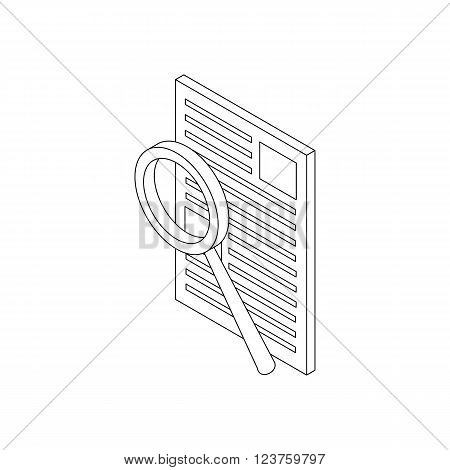 Magnifier search document icon in isometric 3d style isolated on white background